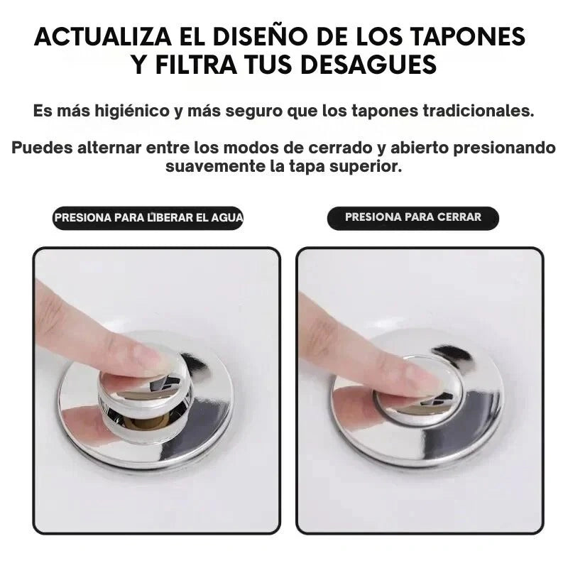 Tapón Anti-Bloqueos de acero inoxidable - compra 1 y llevas 2 -evita bloqueos  perdidas por el desagüe